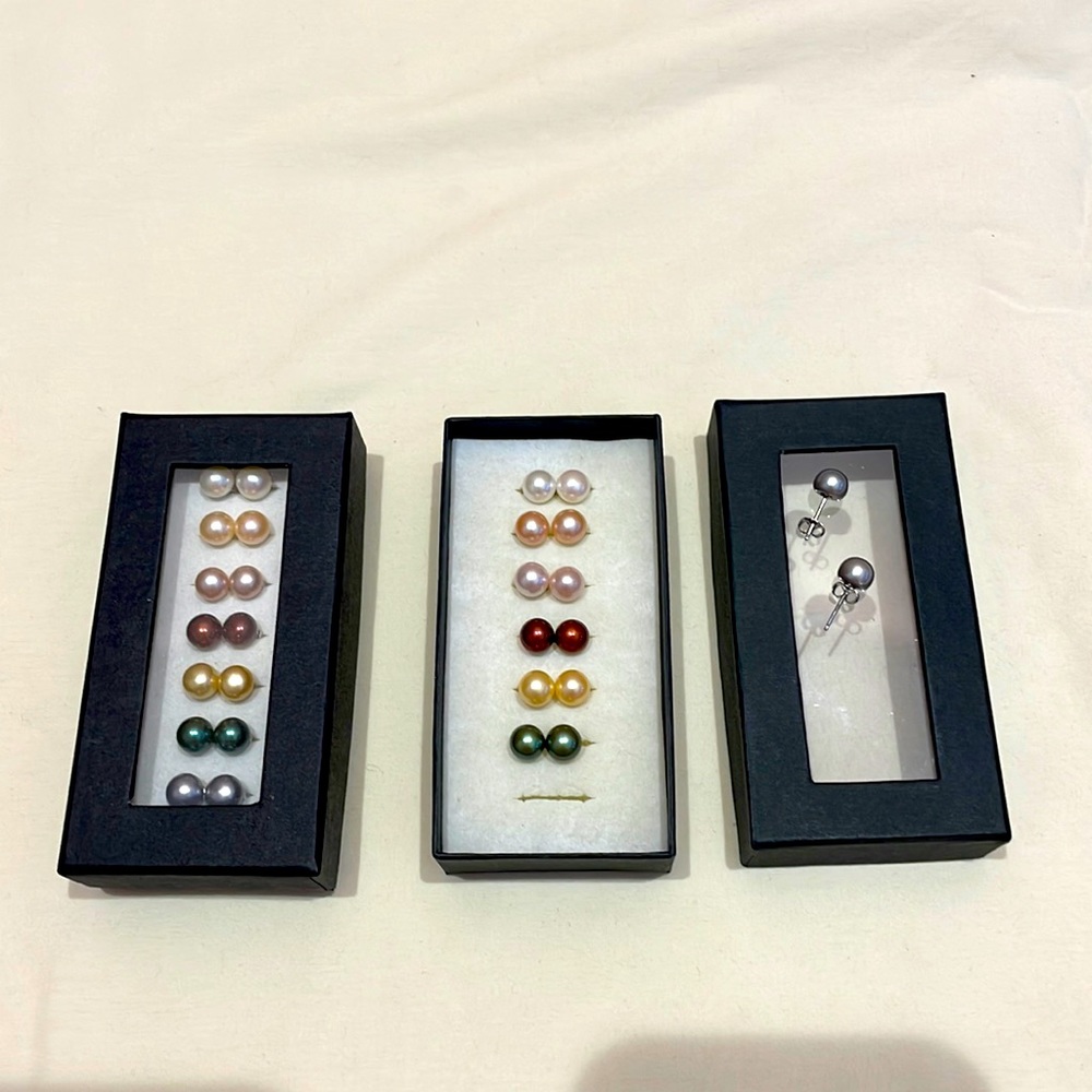 Color Stud Pearl Earring Sets